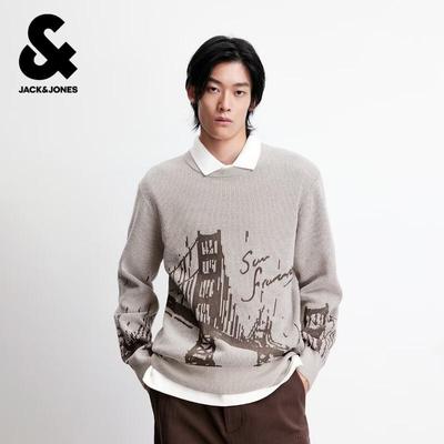 Мужской жаккардовый вязаный свитер Jack & Jones