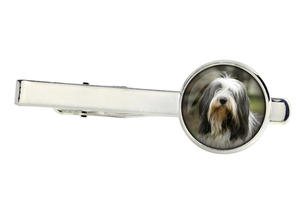 Bearded Collie, Highland Collie, Mountain Collie - cufflinks and tie with your photo, a suit decoration, men's jewelry from the Art-Dog brand.
