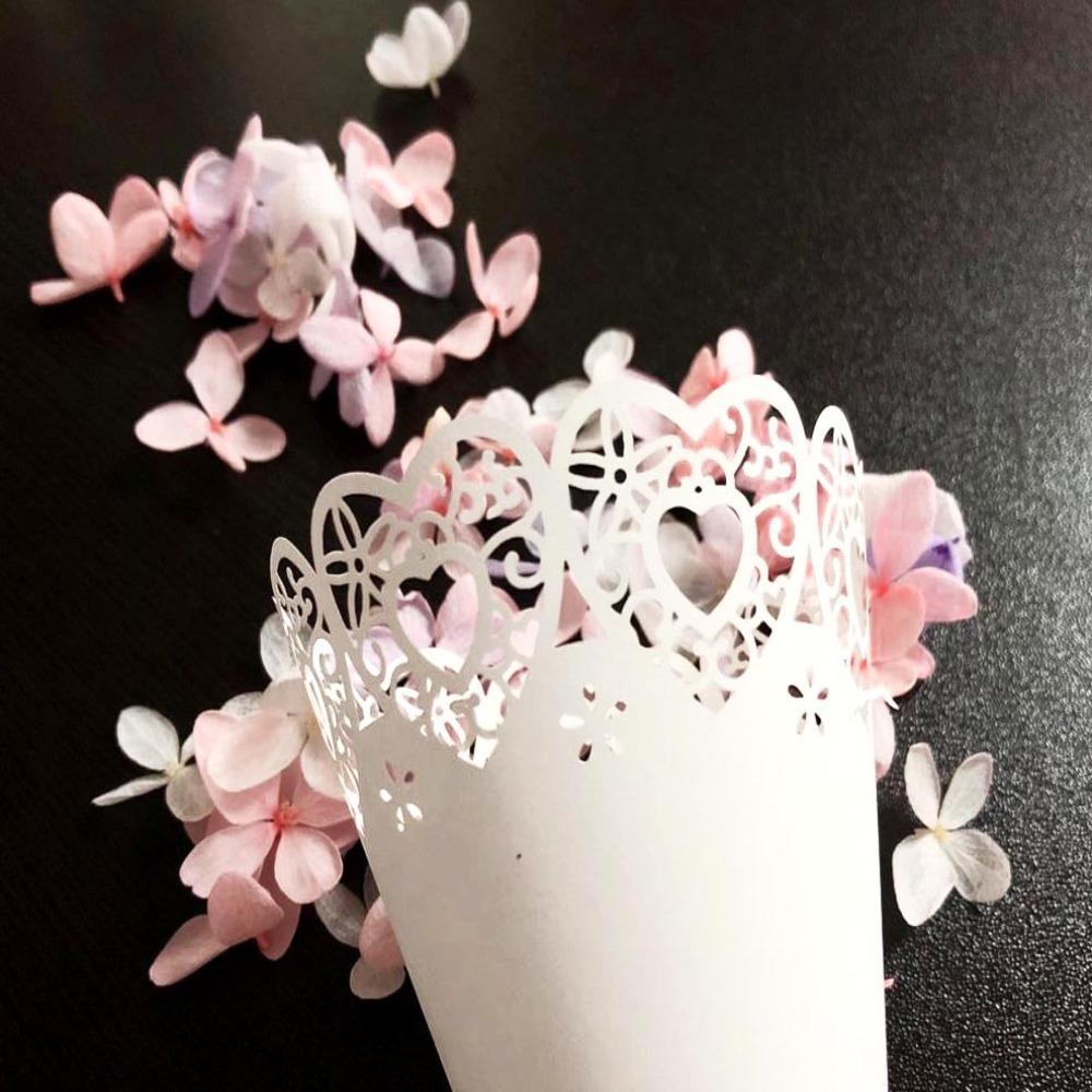 50pcs Laser Hollow Paper Cones Wedding Decoration Petals Confetti Trendy Wedding Cones