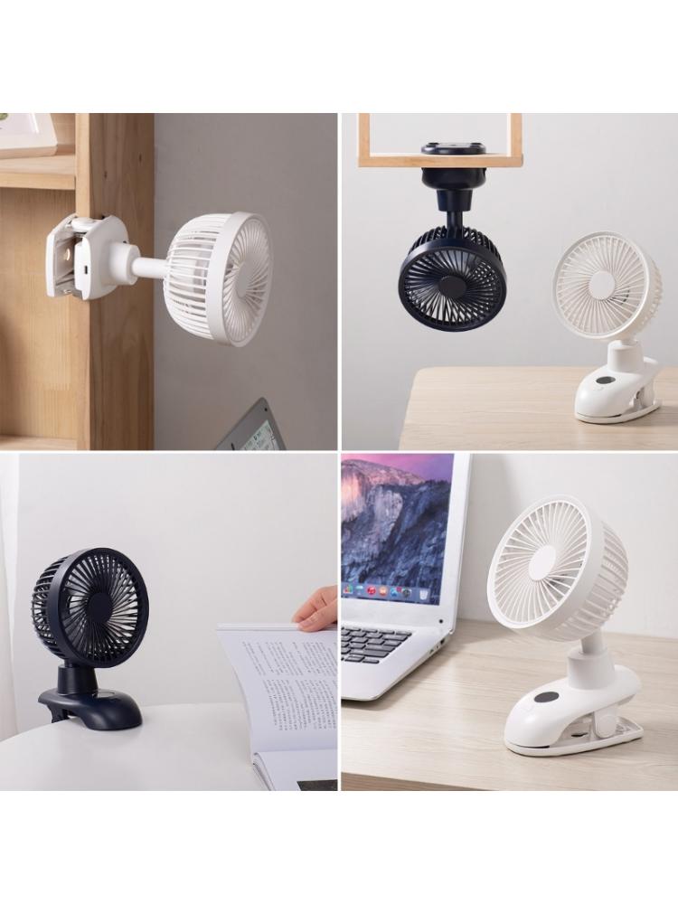 Перезаряжаемый вентилятор Clip-on Fan, небольшой портативный вентилятор, 5000 мАч, перезаряжаемый, 90-градусный, 4-скоростной USB-вентилятор для коляски