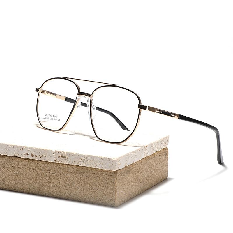 Очки с двойной балкой, квадратные, плоские, металлические очки, седловидные, с носовыми упорами, большие оправы, женские очки