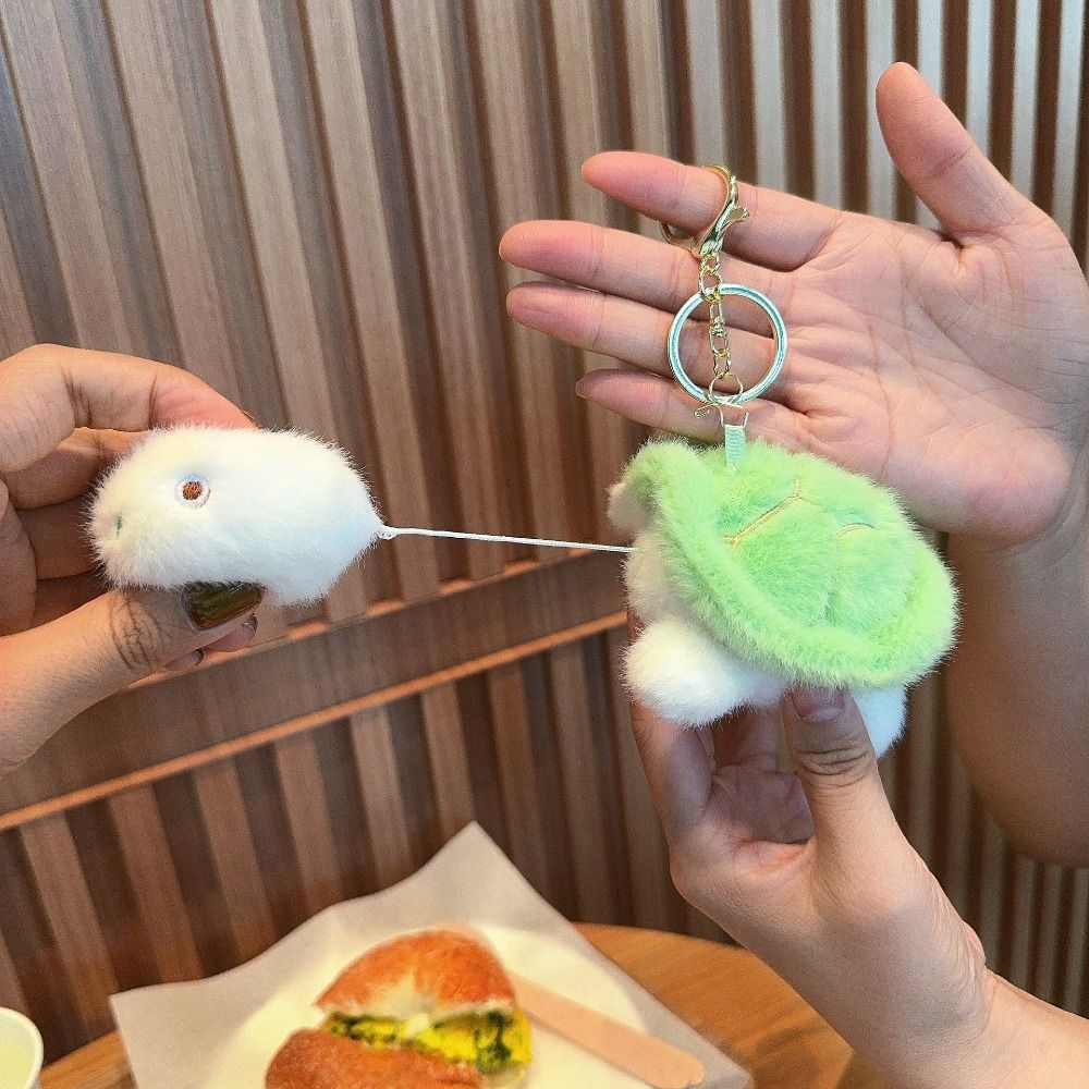 PP Cotton Plush Turtle Key Ring With Sound Green Doll Key Ring Couple Gift
