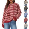 Women's Striped Hooded Sports Casual T-shirt Sweatshirt