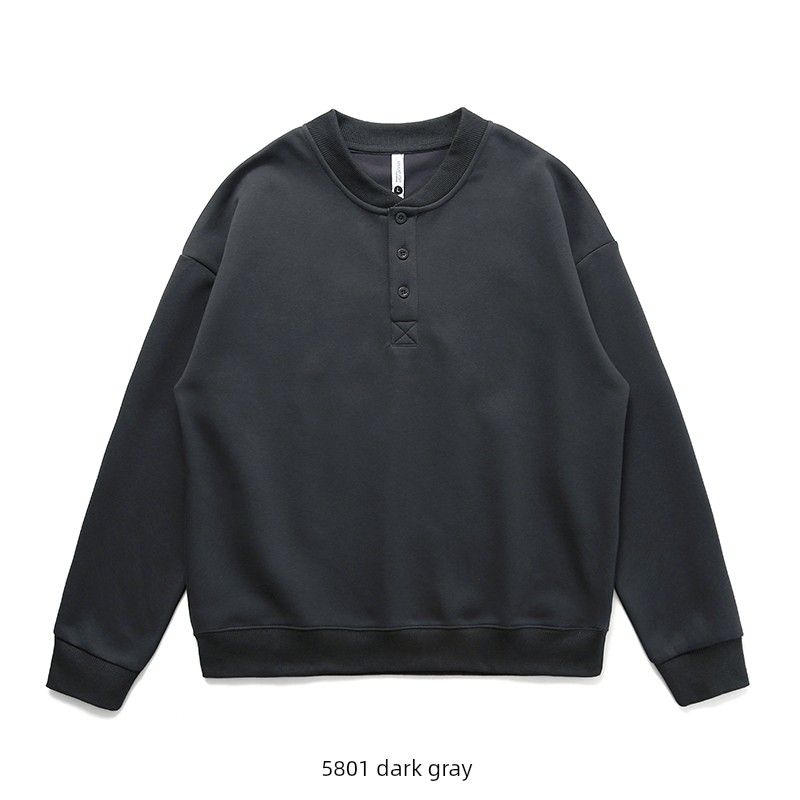American vintage Tough Guy Henry Collar Hoodie Men's 2024 New Spring and Autumn Long sleeve Foreign Trade Men's Casual Outerwear