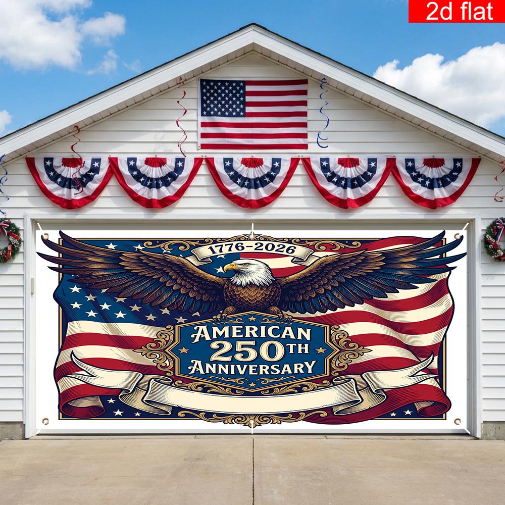 2D planar banner 1 piece 250th Anniversary background banner of the United States garage door cover party banner