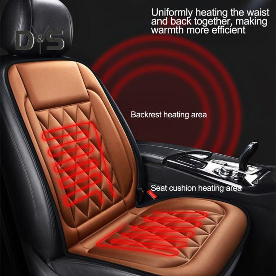 12V Heated Car Seat Cushion 2 Levels of Temperature Adjustable Seat Mat Overheat Protection Rhombus Texture Auto Seat Pad