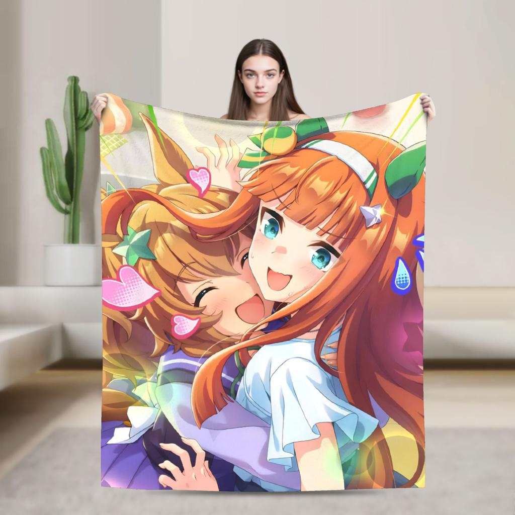 Umamusume Pretty Derby Mejiro Blanket Fleece Autumn/Winter  Portable Lightweight Throw Blanket for Bed Bedroom Rug Piece