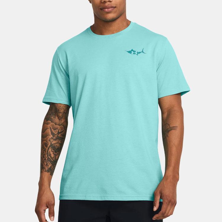 Under Armour Футболка с коротким рукавом и круглым вырезом с принтом, мужская, цвет Coastal-Blue 1382907-482