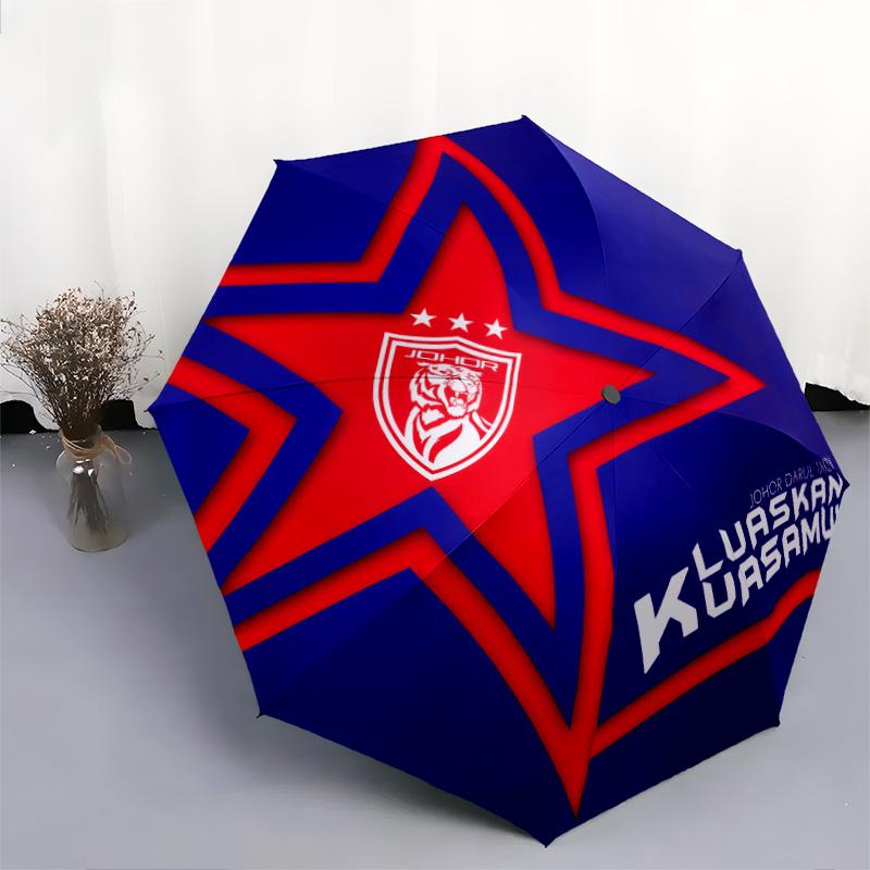 УзорJohor Darul Ta'zim FC, автоматический складной зонт, портативная и складная конструкция, 8 спиц, рождественский или день рождения подарок.