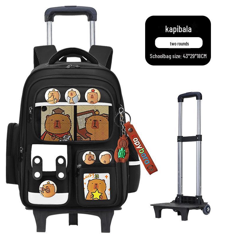 "Large Capacity Trolley Schoolbags for Grade 2, 3, and 6 Students - Card Bara Design To Reduce Carrying Burden"