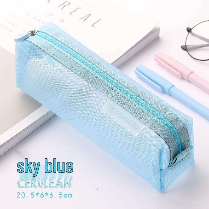 Korean Japanese-Style Transparent Mesh Pencil Case: Cute & Fresh