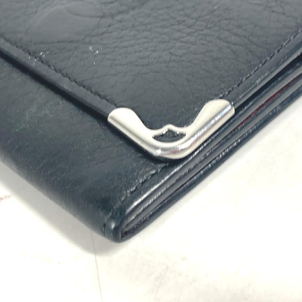 CARTIER Must de Line logo Wallet Coin Compartment coin purse Leather Black
