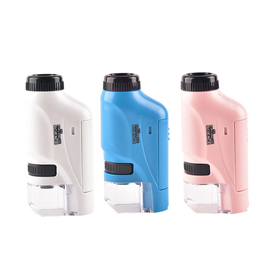 60x-120x LED Lighted Pocket Microscope Science Toys STEM Educational Microscope Kit for Kids Learning Education