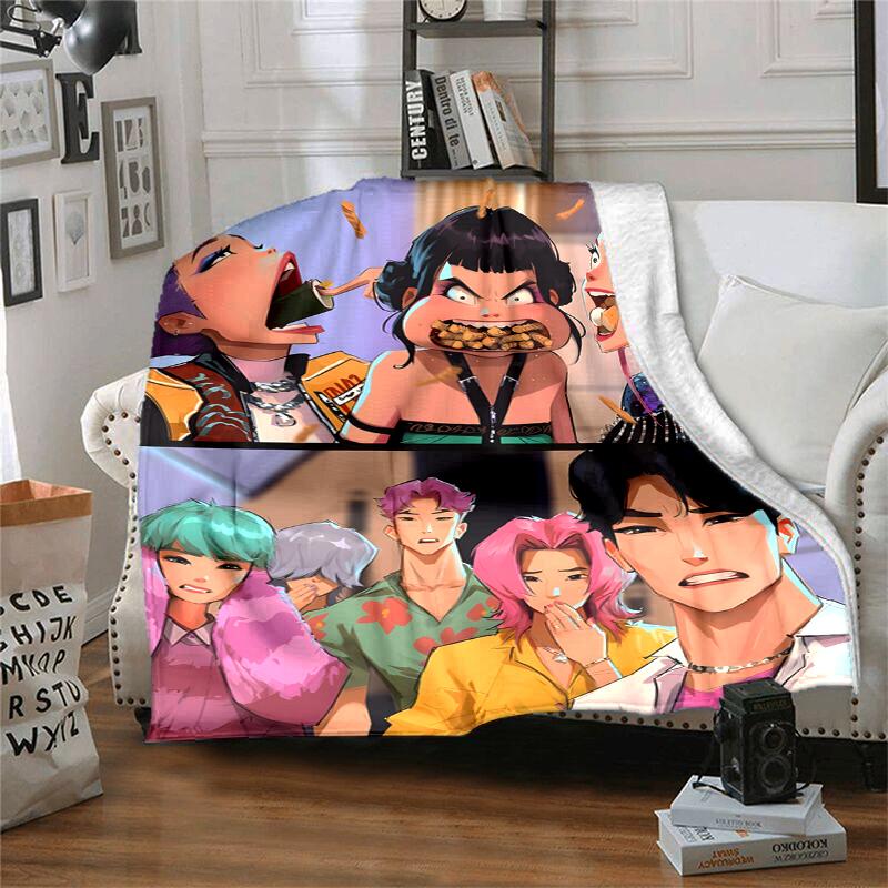 KPOP Hunter Flannel Blanket Soft Warm All-Season Throw, Design for Camping, Car Travel, Hiking Sofa, Bed, Office Perfect Gift for Parties