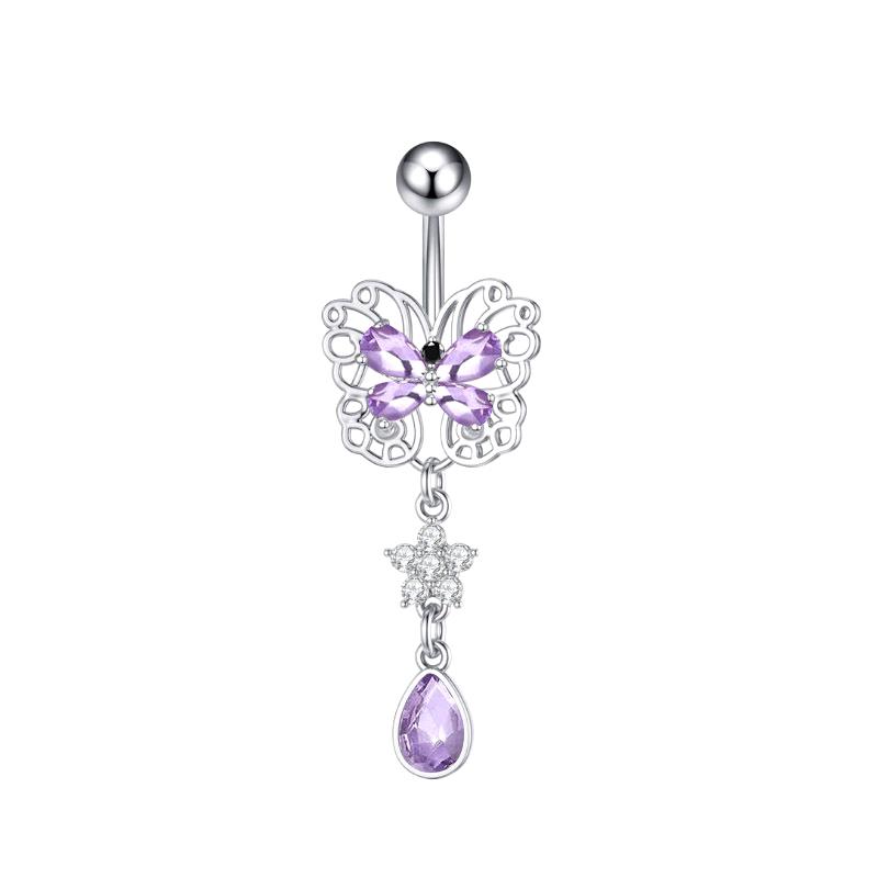 Кольцо в пупок в форме сердца и бабочки для женщин и девочек, изысканное кольцо из нержавеющей стали с цирконием, пирсинг для тела, ювелирное украшение в подарок