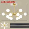 Nordic LED Chandeliers Indoor Glass Living Room Dining Bedroom Lighting Modern Hanging Ceiling Copper Lamp