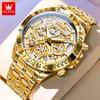 Men Watch Sport Business Hollow Out Waterproof Luminous Stainless Steel Chronograph Top Luxury Gold Quartz Men Watch