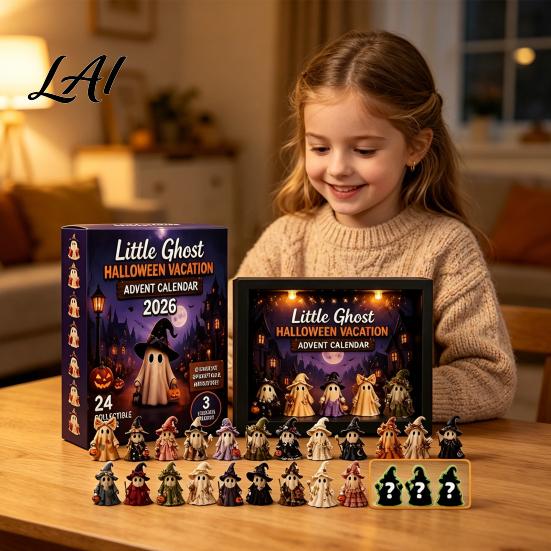 Festive Holiday Decor Halloween Advent Calendar 2026 24 Day Light Up Countdown Box with Car Decoration Pumpkin Ghost Figures Party Decor,