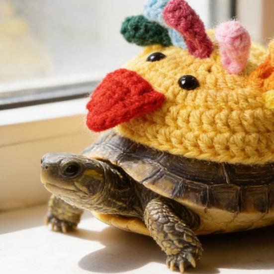 Knitted Turtle Sweater Tortoise Shell Chick Costume Handmade Cute Chicken Warm Outfit with Adjustable Strap for Tortoise Turtle Photo Prop Party
