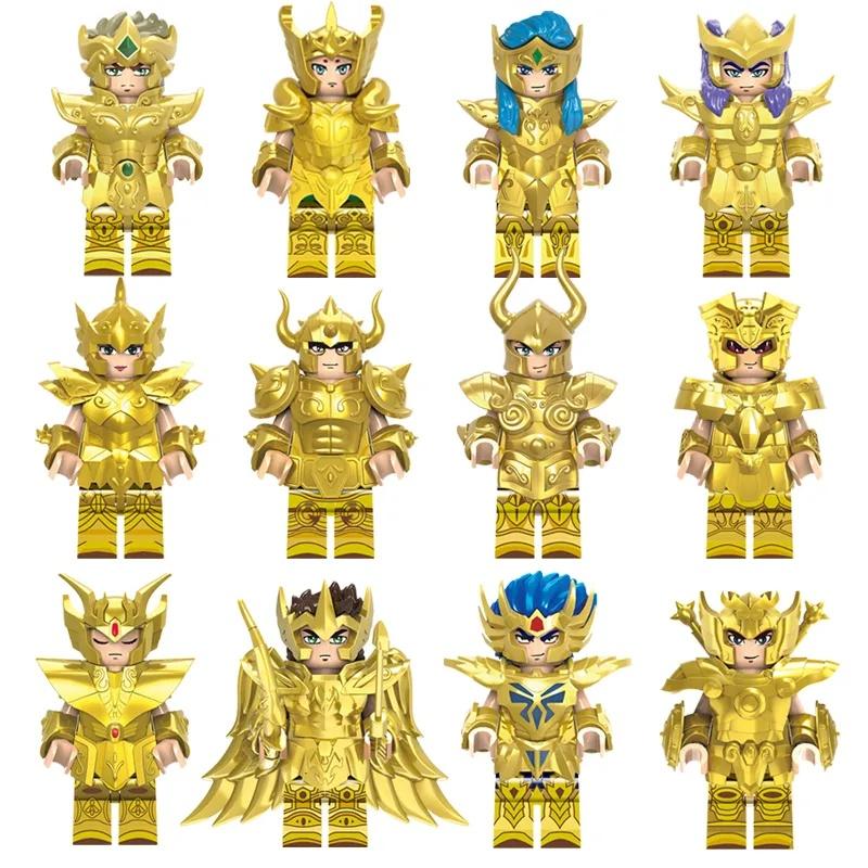 Золотой набор строительных блоков знаков зодиака с 12 подвижными фигурками