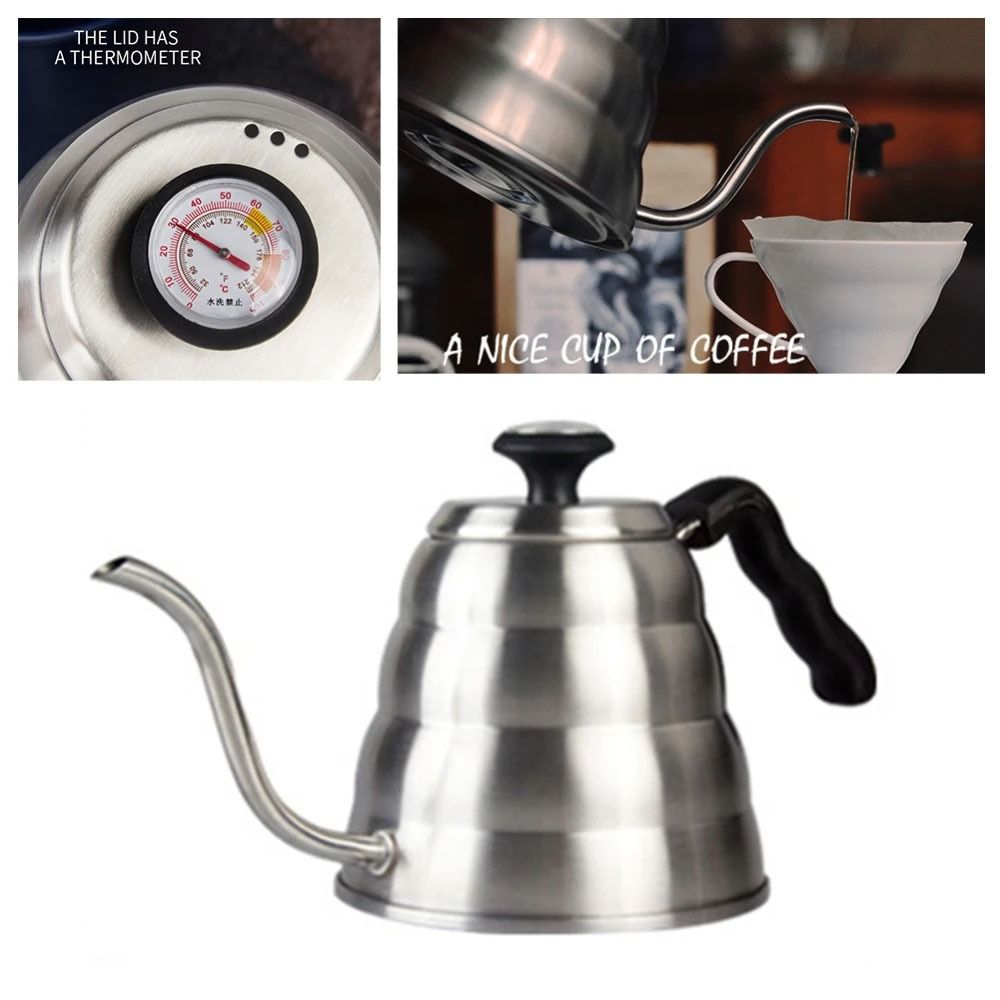 304 Stainless Steel Pour Over Kettle Exact Thermometer Drip Coffee Kettle Coffee Kettle Office Use