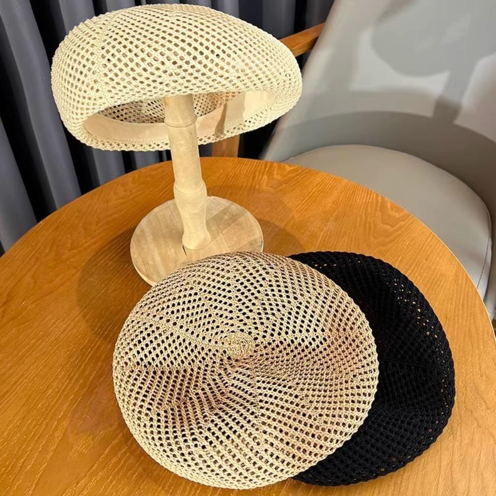 Hollow Straw Painter Cap Anti-UV Visor Cap New Sunscreen Hat Gift