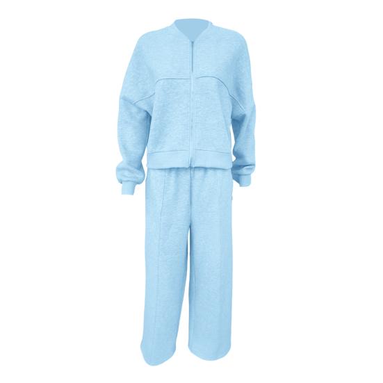 2 шт./компл., женское пальто, брюки, комплект с воротником-стойкой, длинными рукавами на молнии, эластичные манжеты, куртка на шнурке, эластичные брюки с высокой талией и широкими штанинами, спортивный спортивный костюм