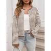 Autumn and Winter Long Sleeved Casual Cardigan Striped Contrasting Sweaters