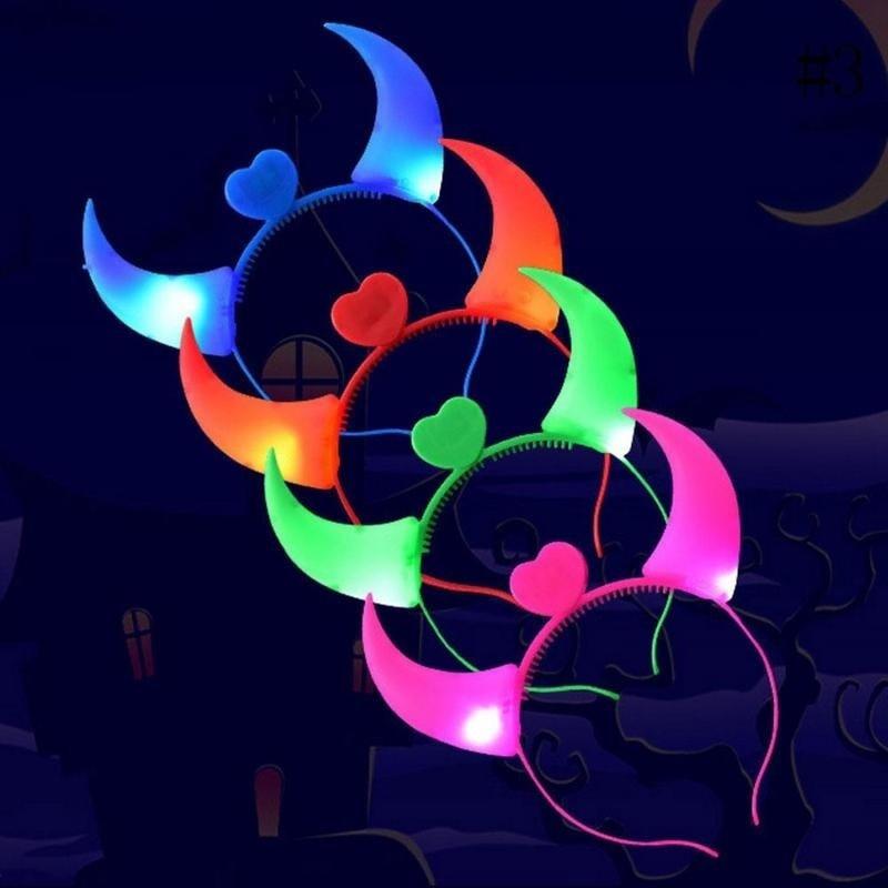 Festival Creative Decor LED Lamp Glowing Horns Luminous Devil Headband Lights Christmas Party Decor Masquerade Bar Supplies