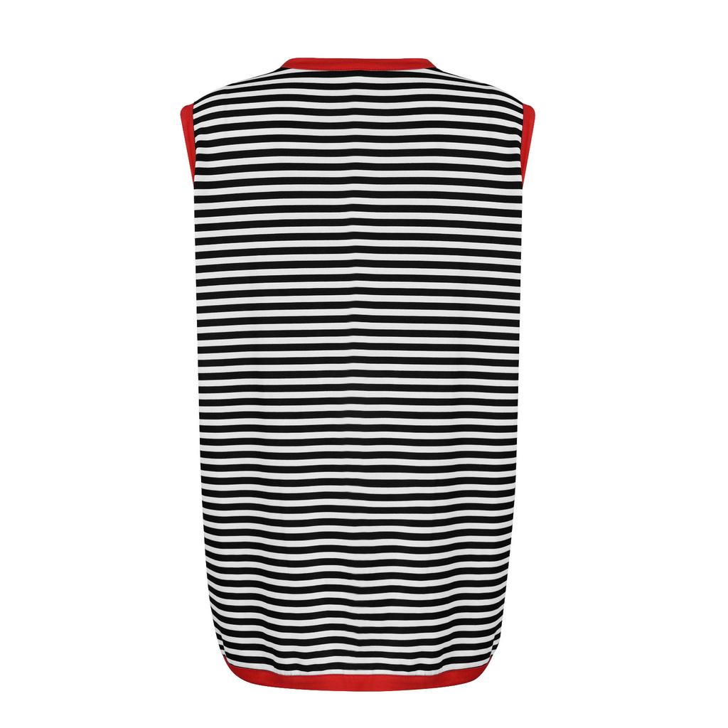 Женские летние топы, повседневная полосатая водолазка с цветными блоками, жилет, свободная рубашка без рукавов с высоким и низким вырезом, блузка