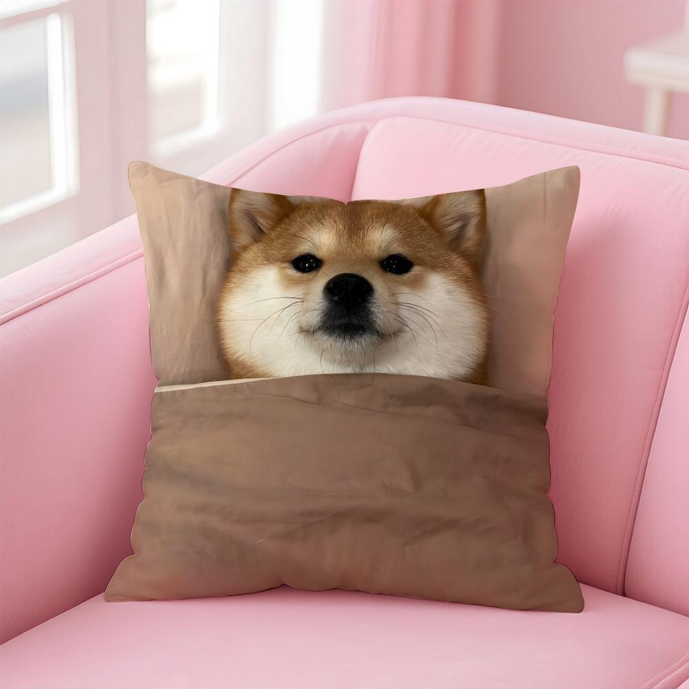 Adorable Japanese Animal Dog Art Cute Shiba Inu Cushion Cover Pillow Case Soft Skin Friendly Fabric Concealed Zipper