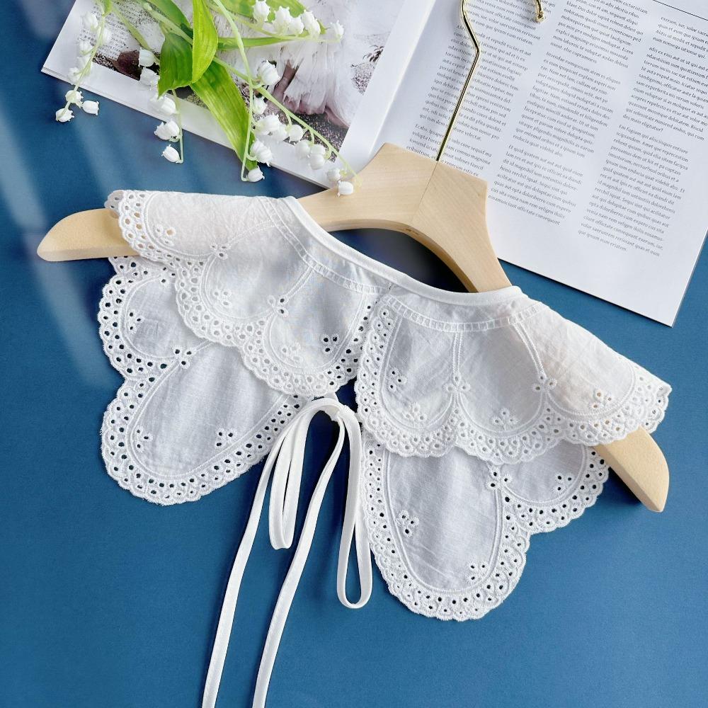Organza Embroidery Detachable Shirt Lace Up Shawl Dress Blouse Decor New Fake Collar