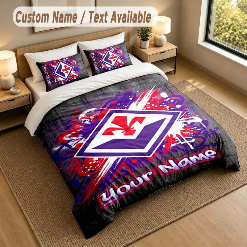 3Pcs Bedding Set Custom Name Text, 1 Sheet 2 Pillowcases Home Bed DecorFiorentina FC