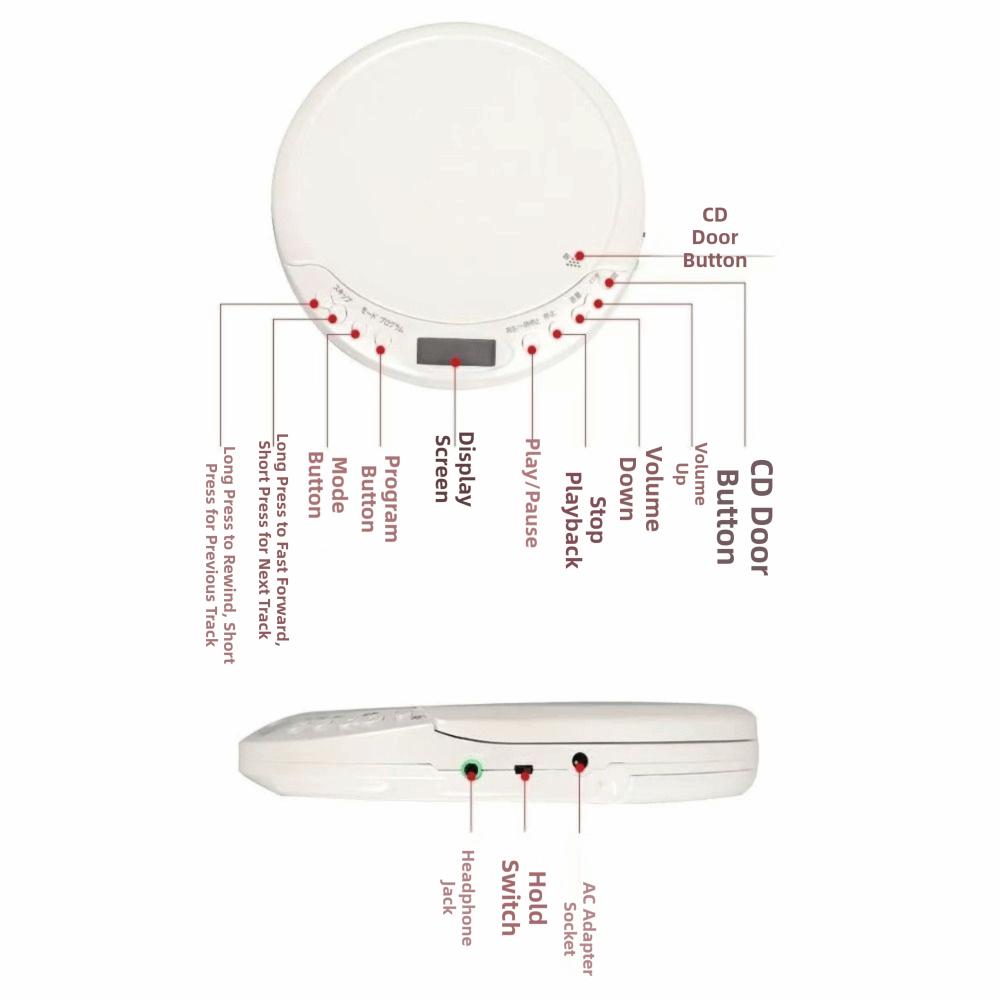 High Quality Sound Portable CD Player USB Port Music Player Bluetooth Player Music Lovers
