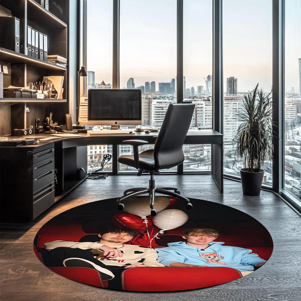 Sam and Colby Printed Round Rug Carpet Chair Rug Area Rug Entryway Doormats,for Office Chair Living Room Bedroom Kitchen Room.