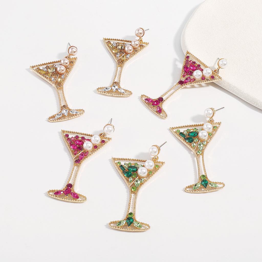 Fashion New Personality Trend Goblet Earrings Creative Design Geometric Diamond Earrings
