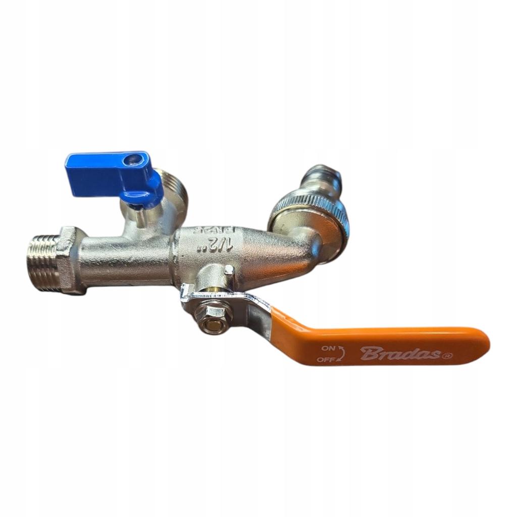 Ball tap Gz1/2", 2x outputs Gz 3/4" + nipple for quick connector