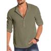 Spring Summer Men's Shirts Long Sleeve Loose Solid Color Cotton Linen Shirt Oversized Pull-up Sleeve Tops