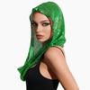 Polyester Glitter Turban Sequin Hooded Headscarf Cyberpunk Pullover Hat  Women