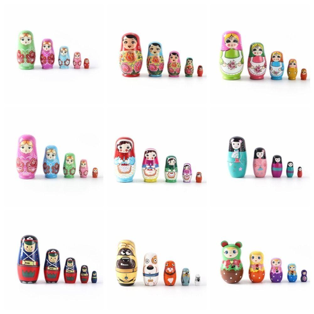 5 шт./компл. цветной рисунок для девочек, русская кукла, японская девушка, деревянные штабелируемые куклы, Рождество