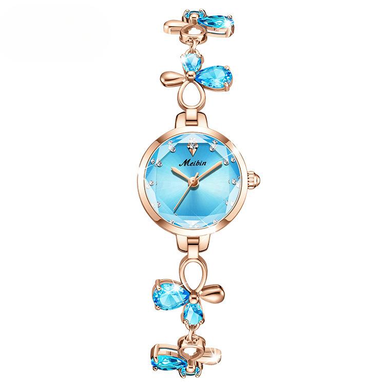 Модный браслет женские часы темперамент огранка маленький циферблат кварцевые бабочки браслет со стразами часы