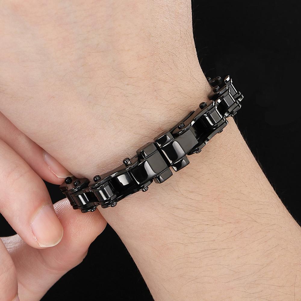 Men's Punk Rock 316L Stainless Steel Biker Bracelet 11MM Wide Motorcycle Link Chain Jewelry Accessory Bracelets for Men