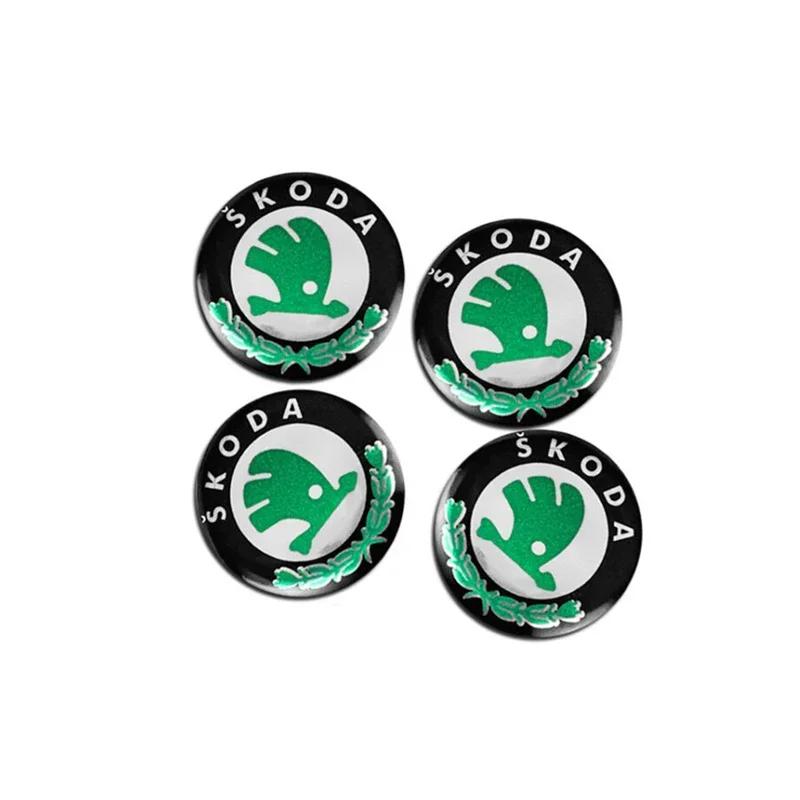 Car Sticker 4Pcs Car Remote Key Stickers Metal Emblem Decoration Decals For Skoda Octavia Superb Rapid Kodiaq Karoq Fabia Kamiq