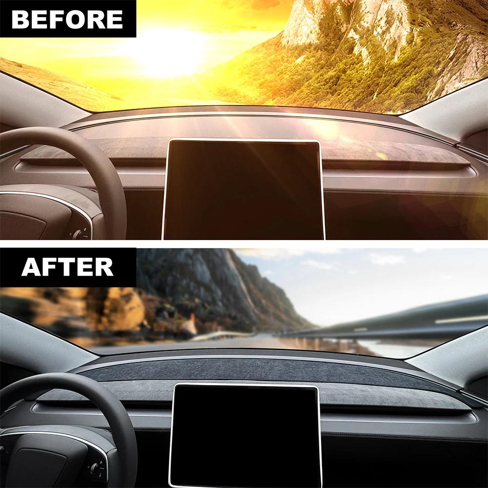 Flannel Dashboard Cover Sunshade Anti-UV Anti-Slip for Tesla Model Y Juniper 2025 2026