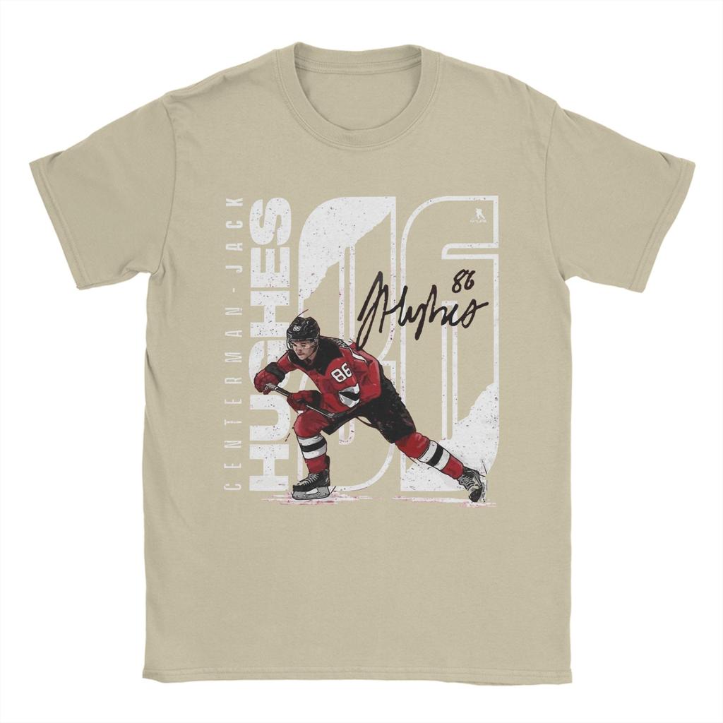 Jack Hughes New Jersey Hockey T Shirt Unisexs Cotton Novelty TShirts Round Neck Tee Shirt Short Sleeve Clothing XL XL