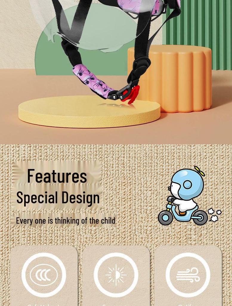 Children's Cycling Helmet with Anti-fog UV Goggles and Sound Ears