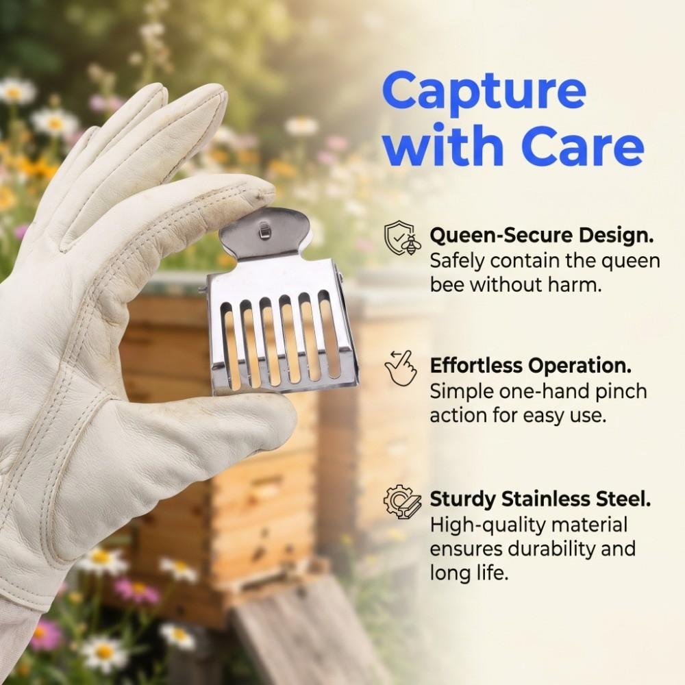 5pcs Durable Queen Bee Catcher Silver Queen Bee Cage Easy to Use Queen Bee Clip Apiculture