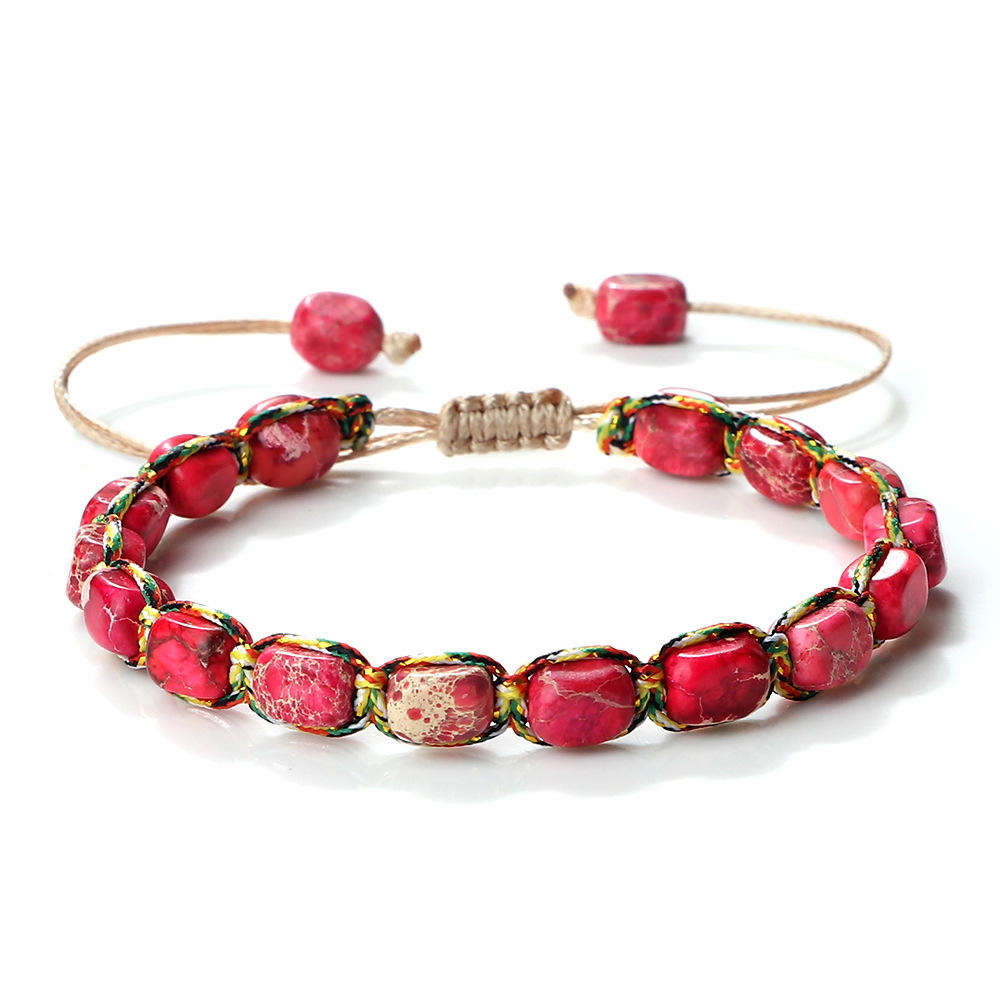 Fashion Jewelry Bracelets Bangles 5*7mm Bohemian Handmade Emperor Stone Beaded Bracelets Charm Woven Bangles Jewelry