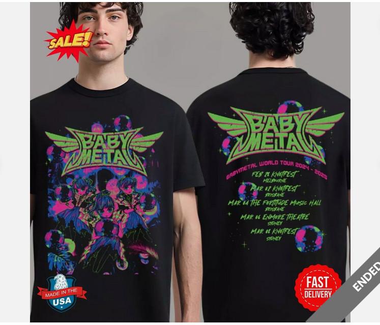 Футболка Babymetal Мировой Тур 2024 2025 Австралия, 2 Стиля Футболки для Фанатов Унисекс Футболка