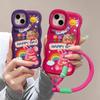 Graffiti Bear Lanyard for Apple 16promax Mobile Phone Case Huawei P70 Cute Xiaomi 15 Silicone 14 Bracket X